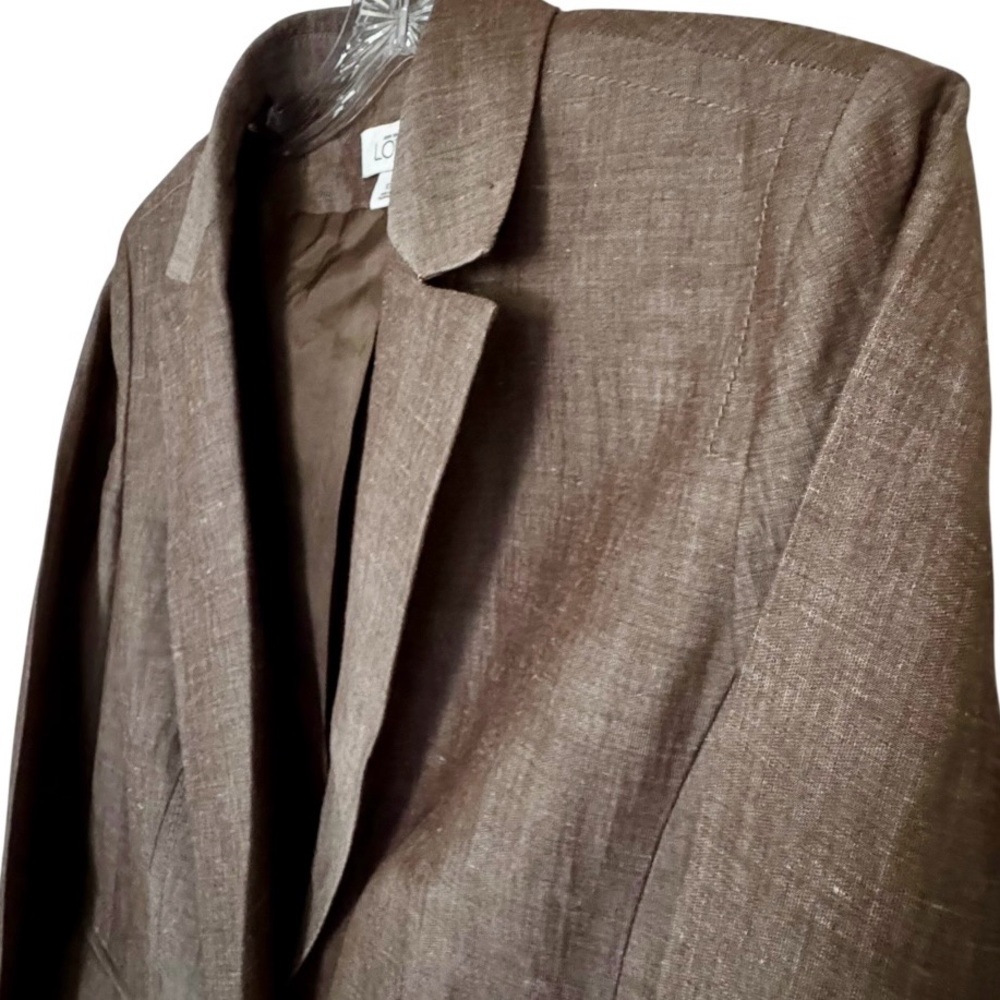 Loft Single-Button Blazer in Classic Chic Neutral Warm Brown Size 10 - Picture 11 of 15